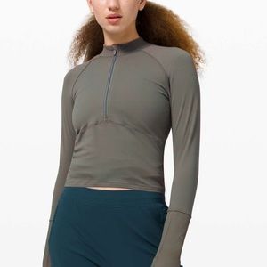 COPY - LULULEMON IT'S RULU CROPPED QUARTER ZIP (green sage)
